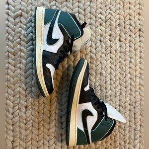 Nike High-Tops in Green, Black, and White